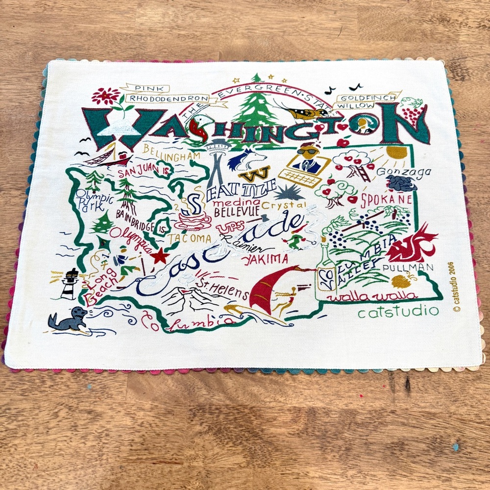 CatStudio Embroidered Washington Placemat Table Linens Cotton